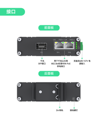 工业级双端口千兆BT90W PoE++交换机（带光纤SFP上行链路），支持IEEE802.3af/at/bt标准的迷你型PoE交换机