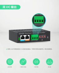 工业级802.3bt千兆90W PoE++分离器，带24V直流输出及可调输出电压3-36VDC