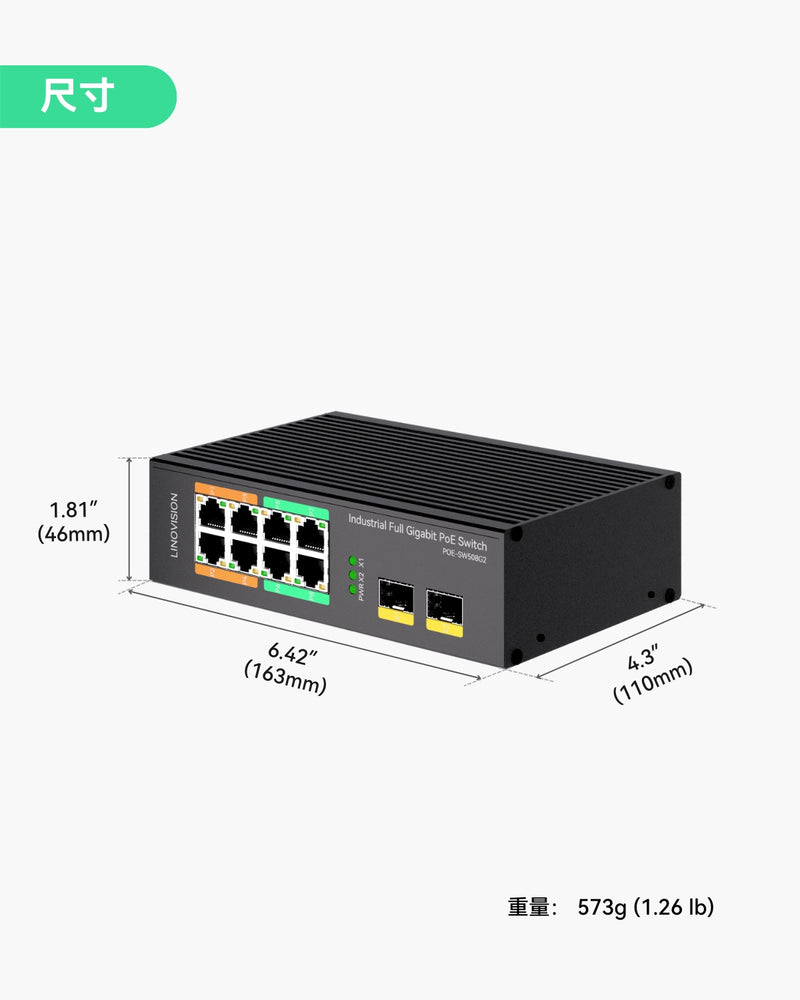 工业级8口全千兆POE++交换机，带4个BT90W POE++端口，DC48~56V冗余输入