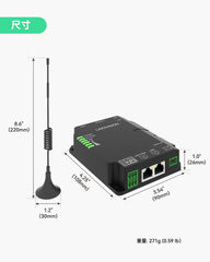 工业级4G LTE Cat4蜂窝路由器，带Wi-Fi功能，双SIM卡槽，DTU网关支持RS485物联网/M2M应用