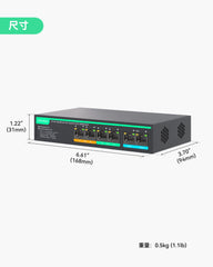 4口UltraReach PoE交换机，支持远程云管理，长距离PoE及数据传输可达800米