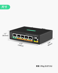 5口太阳能DC12V BT PoE++交换机，支持DC9-54V输入