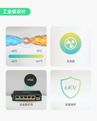 5口太阳能DC12V BT PoE++交换机，支持DC9-54V输入