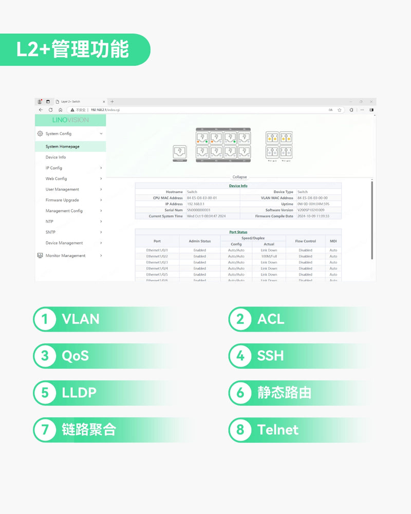 工业级8口管理型PoE++交换机，带2个10G SFP上行口和RS485接口，用于工业自动化
