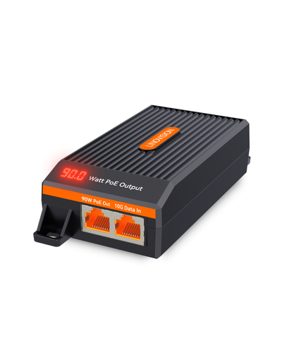 10G BT 90W PoE++ 供电器，带LED显示屏单端口 IEEE 802.3bt PoE 供电器