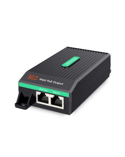 千兆30W PoE+供电器，支持AC 100-240V输入