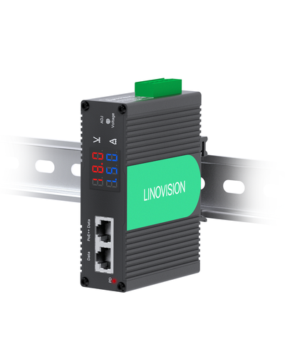 工业级802.3bt千兆90W PoE++分离器，带可调输出电压DC 3-36V及LED显示屏