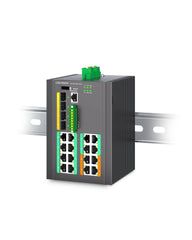 工业级16口全千兆L3管理型BT90W PoE++交换机，带4个10G SFP+上行链路口，PoE总功率预算370W