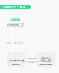 4口千兆POE延长器，带 90W POE 输入，1进4出POE中继器