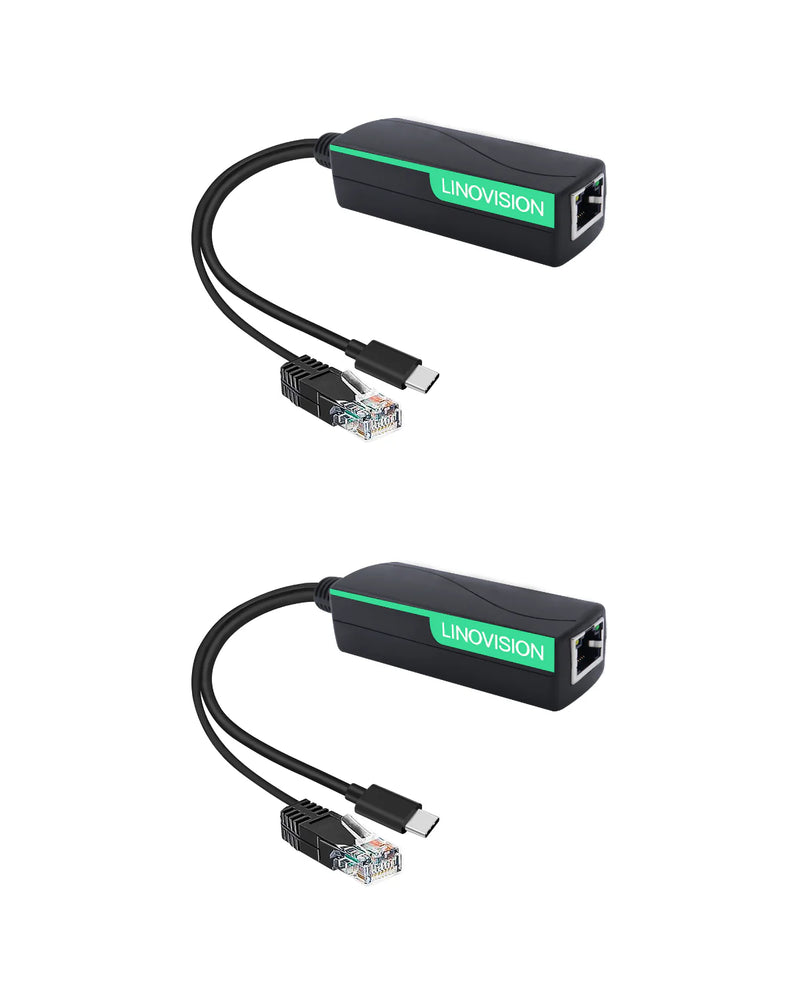 PoE分离器，转换为USB-C供电和以太网数据输出