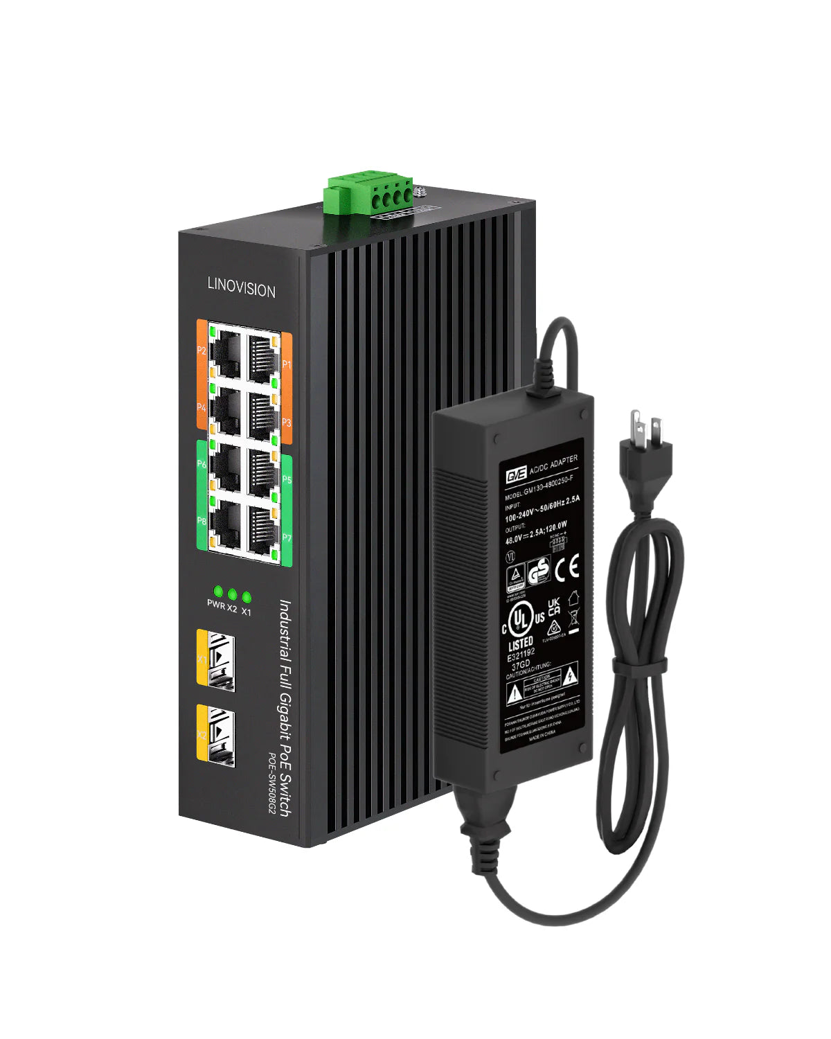工业级8口全千兆POE++交换机，带4个BT90W POE++端口，DC48~56V冗余输入