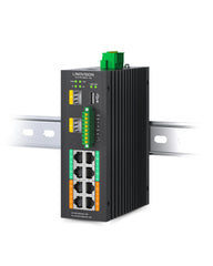 工业级8口管理型PoE++交换机，带2个10G SFP上行口和RS485接口，用于工业自动化