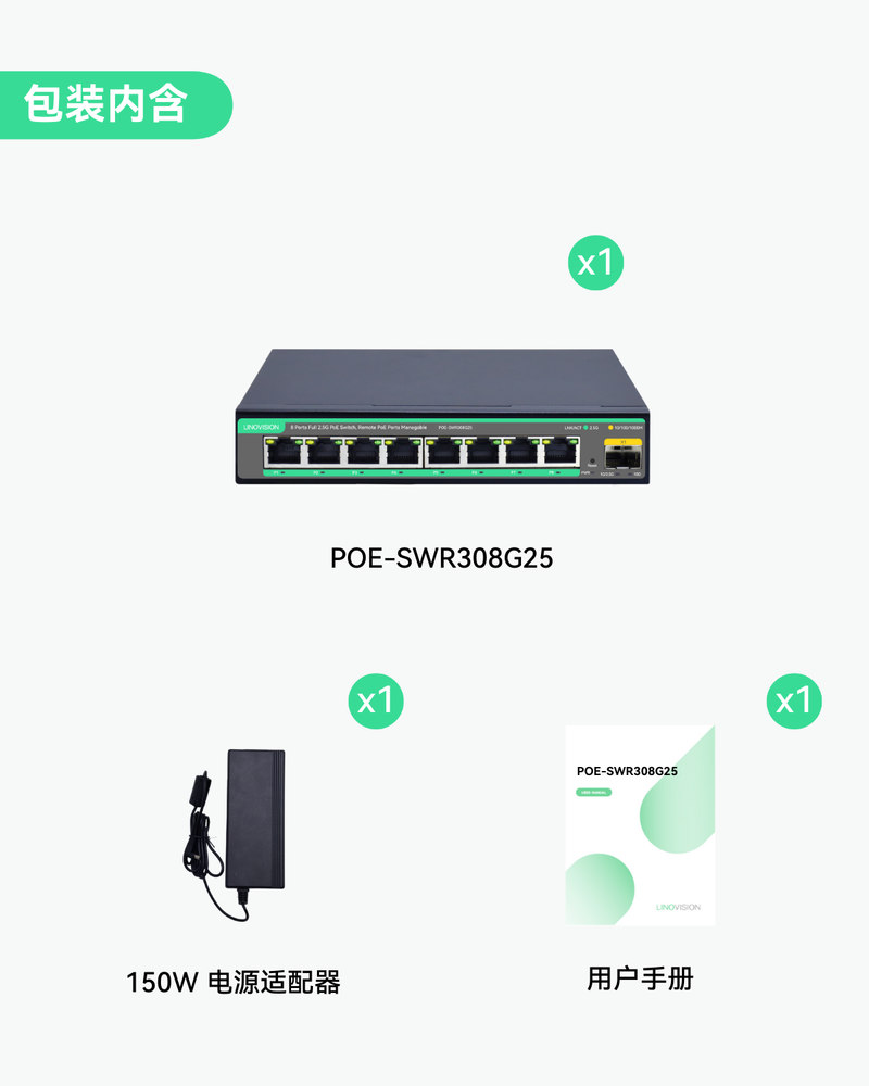 2.5G云管理PoE交换机带10G SFP上行链路，130W供电预算适用于在线游戏/办公