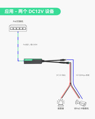 30W PoE分离器，支持100Mbps以太网，配备双口DC12V输出