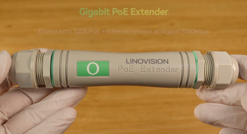单口千兆户外PoE延长器，防水PoE以太网中继器